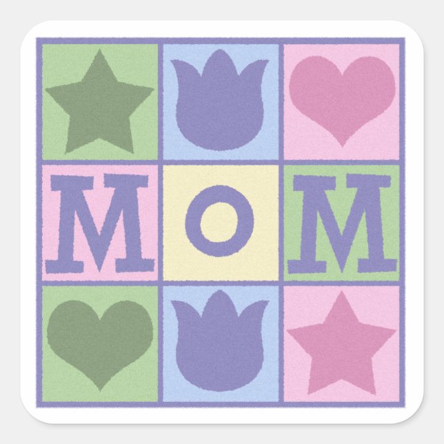 Fun Mum Quilt Squares Mother's Day Square Sticker (Front)
