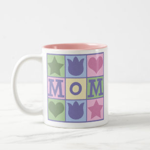 Fun Mum Quilt Squares Pink Two-Tone Mug