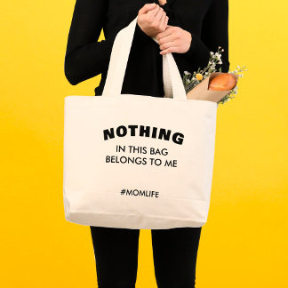 Fun Mum Text Momlife Bold Typography Mama gift Large Tote Bag