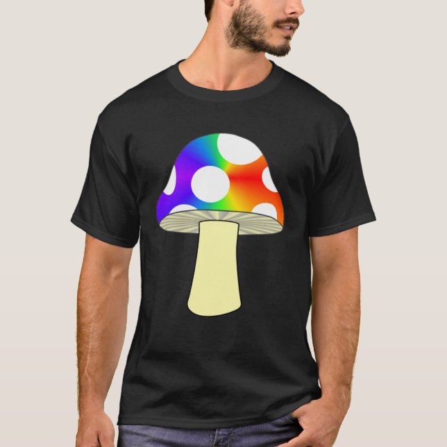 FUN MUSHROOM TEE NATURE COLORFUL MUSHROOM RAINBOW  (Front)