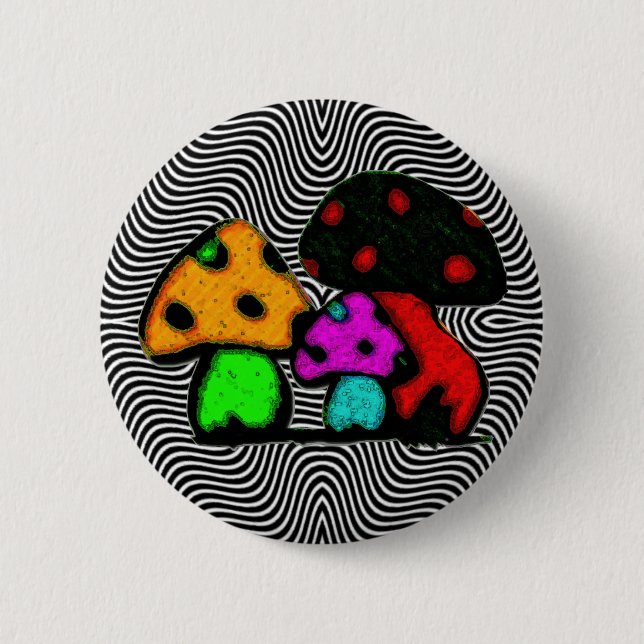 fun mushrooms 6 cm round badge (Front)