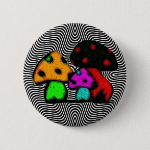 fun mushrooms 6 cm round badge