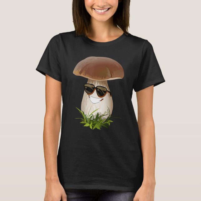 Fun Mushrooms Foraging Mycology Fungi Happy Mushro T-Shirt (Front)