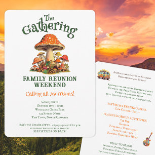 Fun Mushrooms Retro Family Reunion Weekend Invitation