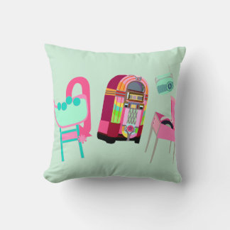 Fun Music Fifties Jukebox Cute Retro Art Cushion