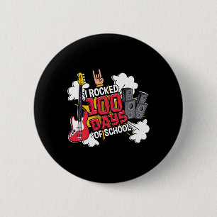 Fun Music Guitar I Rocked 100 Days Of School  6 Cm Round Badge