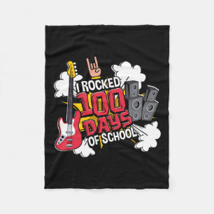 Fun Music Guitar I Rocked 100 Days Of School Fleece Blanket