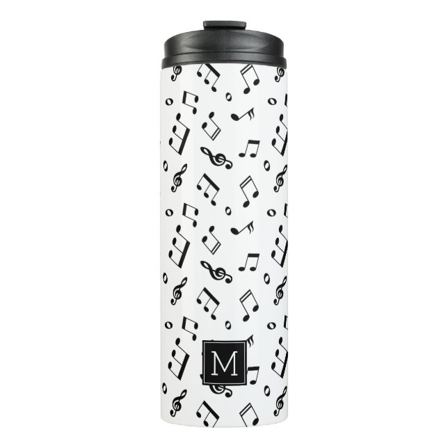 Fun Music Notes Pattern Monogrammed Thermal Tumbler (Front)