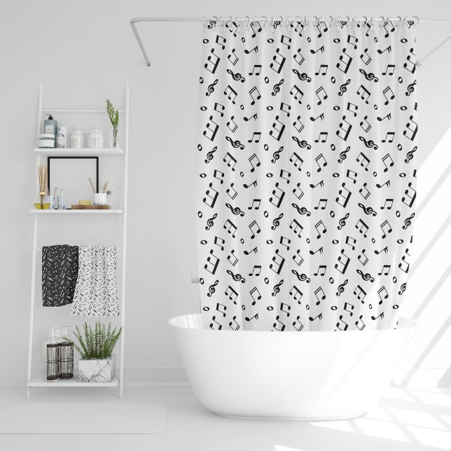 Fun Music Notes Pattern Shower Curtain (Creator Uploaded)