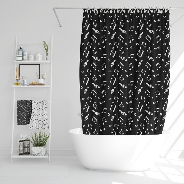 Fun Music Notes Pattern Shower Curtain (Creator Uploaded)