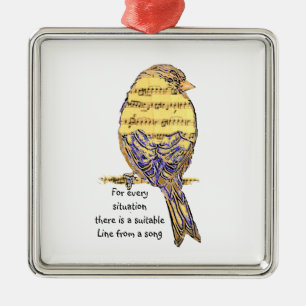 Fun Music Quote Life Song Lyrics with Bird Metal Tree Decoration