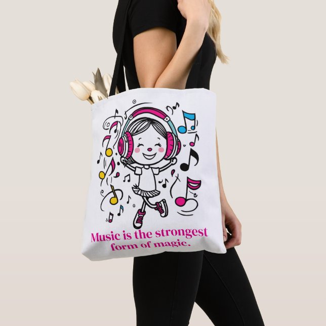 Fun Musical Graphic Tee Tote Bag (Close Up)