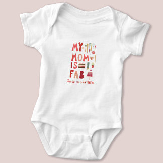 Fun My Mum is Fab Hand Lettering Baby Bodysuit