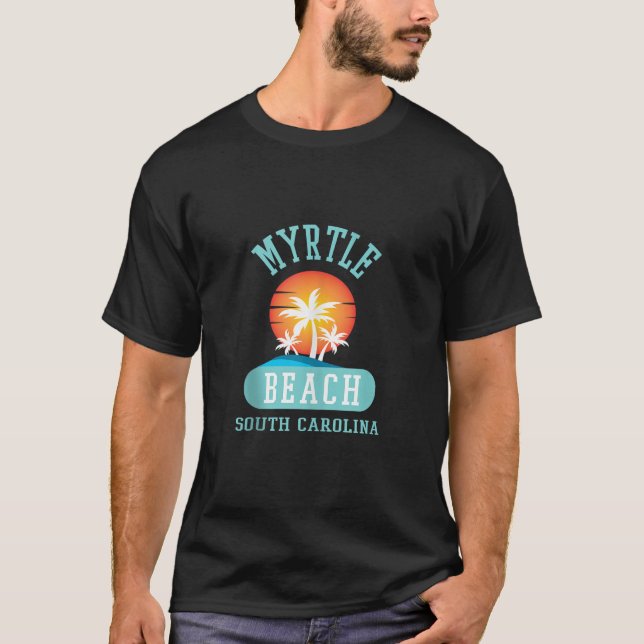 Fun Myrtle Beach SC Beach Novelty Palm Tree Graphi T-Shirt (Front)