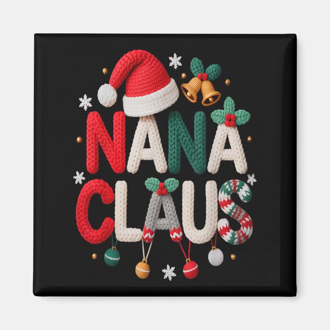 Fun Nana Claus Santa Claus Grandma Family Matching Magnet (Front)