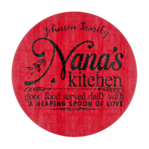 Fun Nana's Kitchen cutting board. Editable name Board