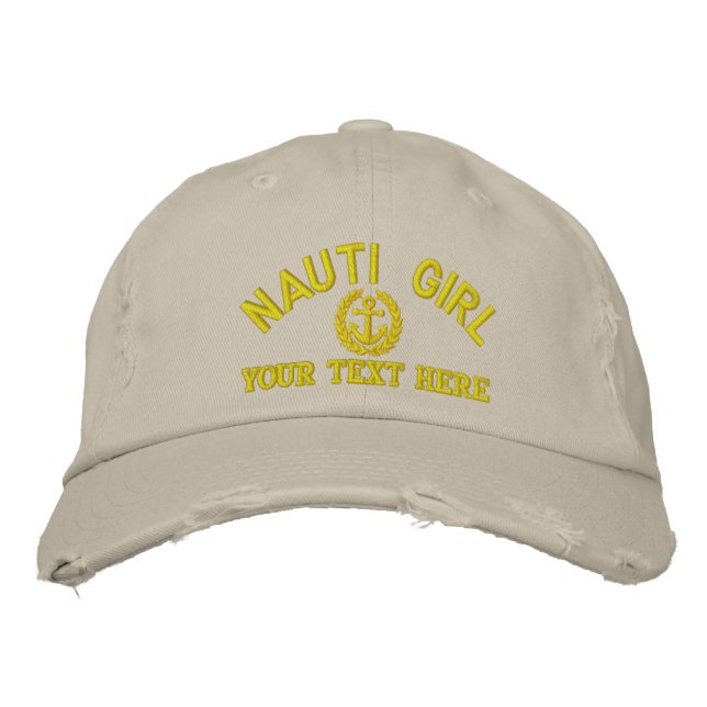 Fun naughty girls sailing captains embroidered hat (Front)