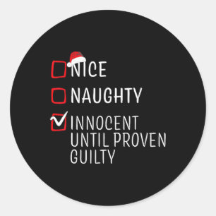 Fun Naughty Nice Christmas Family Pajama Men Women Classic Round Sticker