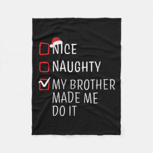 Fun Naughty Nice Christmas Family Pajama Men Women Fleece Blanket