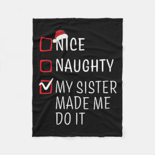 Fun Naughty Nice Christmas Family Pajama Men Women Fleece Blanket