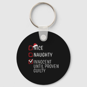 Fun Naughty Nice Christmas Family Pajama Men Women Key Ring
