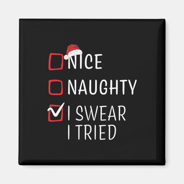 Fun Naughty Nice Christmas Family Pajama Men Women Magnet (Front)