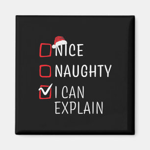 Fun Naughty Nice Christmas Family Pajama Men Women Magnet