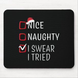 Fun Naughty Nice Christmas Family Pajama Men Women Mouse Mat