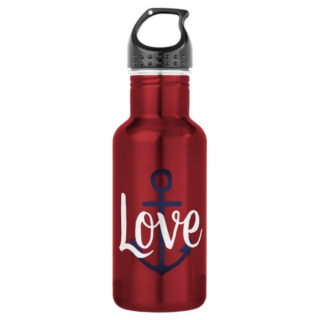 fun nautical ANCHOR LOVE | 532 Ml Water Bottle (Front)