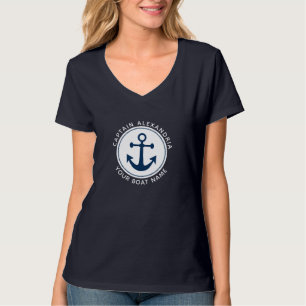Fun Nautical Anchor Rope Navy Captain Boat Name T-Shirt