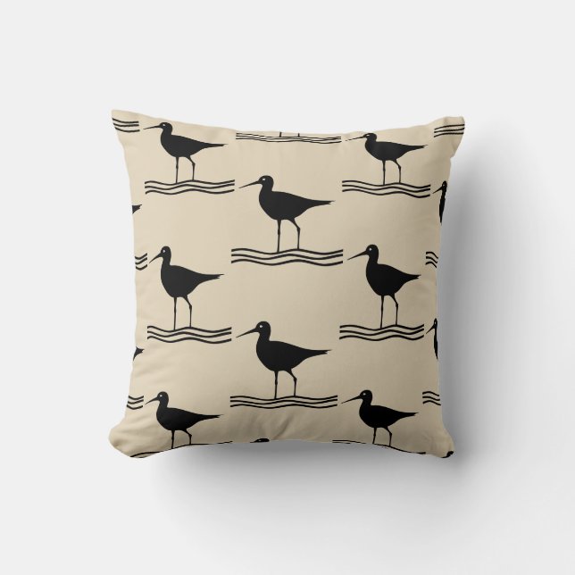 fun nautical CRANE BIRD themed pattern Cushion (Front)