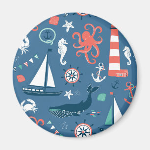 Fun Nautical Graphic Pattern Magnet
