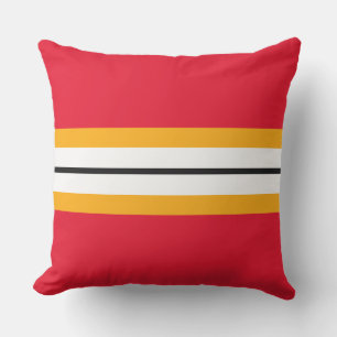 Fun Nautical Red Yellow Black White Racing Stripes Cushion
