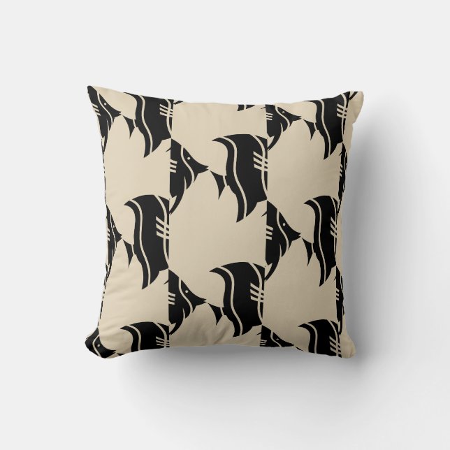fun nautical striped fish themed pattern cushion (Front)