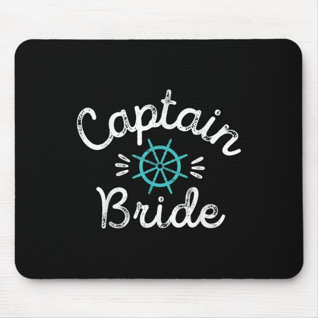 Fun Nautical Wedding Matching Groom Ship Wheel Cap Mouse Mat (Front)