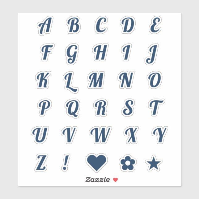 Fun Navy Blue Alphabet Initial Monogram Letters (Sheet)