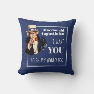 Fun Navy Blue I WANT YOU HONEY BOO Valentine Cushion