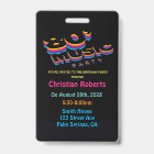 Fun Neon 80’s Music Birthday Party Badge