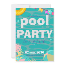 Fun Neon Glow Blue Green Pool Party Boys Birthday