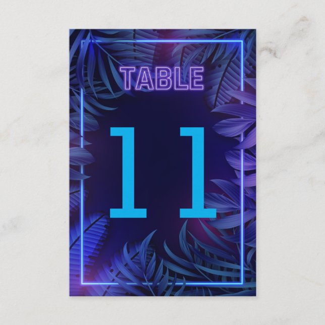 Fun Neon Glow Party Downloadable Table Number (Front)
