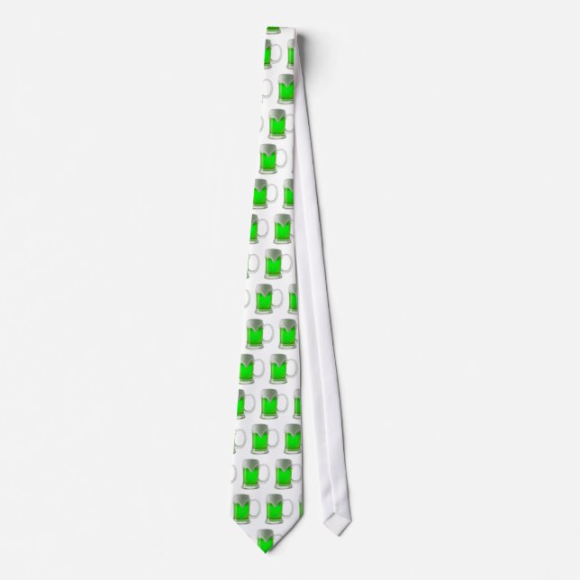 Fun Neon Green Beer St. Patrick's Day Tie (Front)