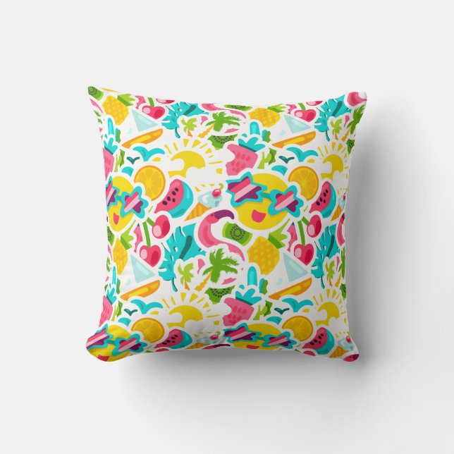 Fun Neon Sticker Pattern Cushion (Front)