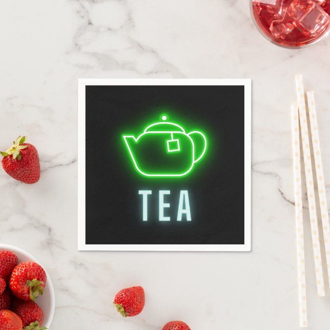 Fun Neon Teapot  Paper Party Napkin (Insitu)