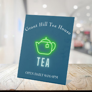 Fun Neon Teapot Tea Business   Pedestal Sign