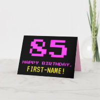 Fun, Nerdy, Geeky, Pink, 8-Bit Style 85th Birthday
