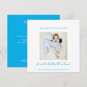 Fun New Baby Happy New Year One Photo Blue White