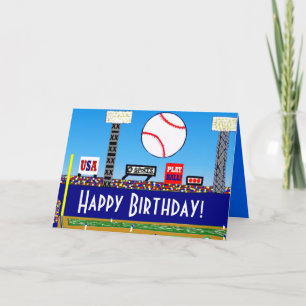 Fun New Baseball Happy Birthday Card or Invitation