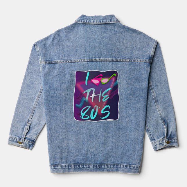 Fun New Wave I Heart Eighties Design Denim Jacket (Back)