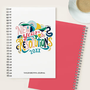 Fun New Year Resolutions Pastel Colour Modern Typo Notebook