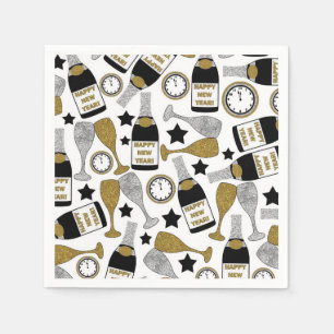 Fun New Years Eve champagne party napkins
